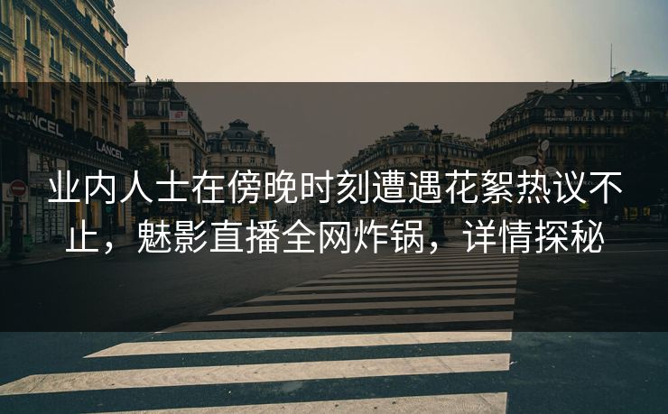 业内人士在傍晚时刻遭遇花絮热议不止，魅影直播全网炸锅，详情探秘