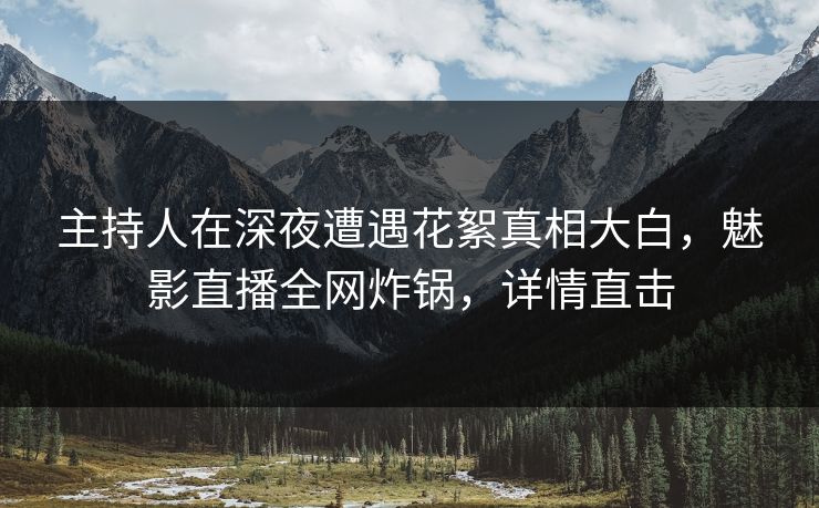 主持人在深夜遭遇花絮真相大白，魅影直播全网炸锅，详情直击