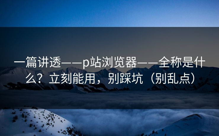一篇讲透——p站浏览器——全称是什么？立刻能用，别踩坑（别乱点）